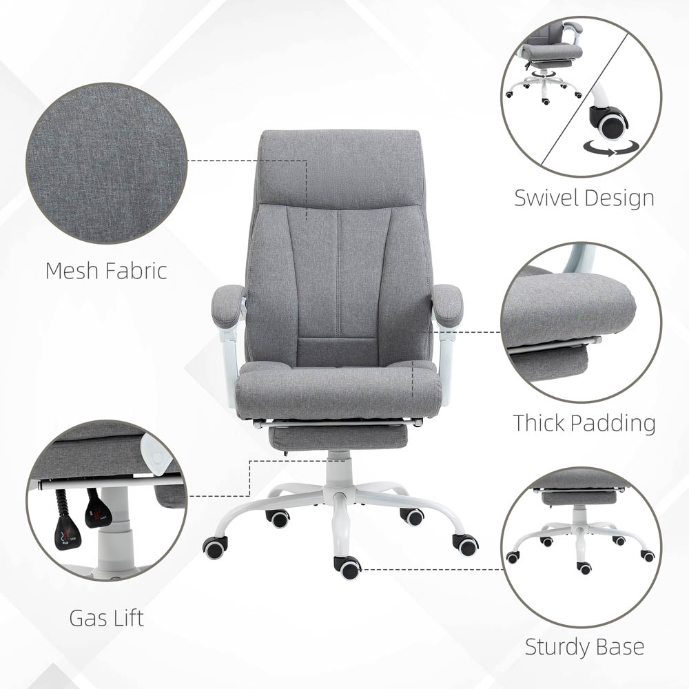 Portland Grey Linen Swivel Recliner Office Chair Image 4