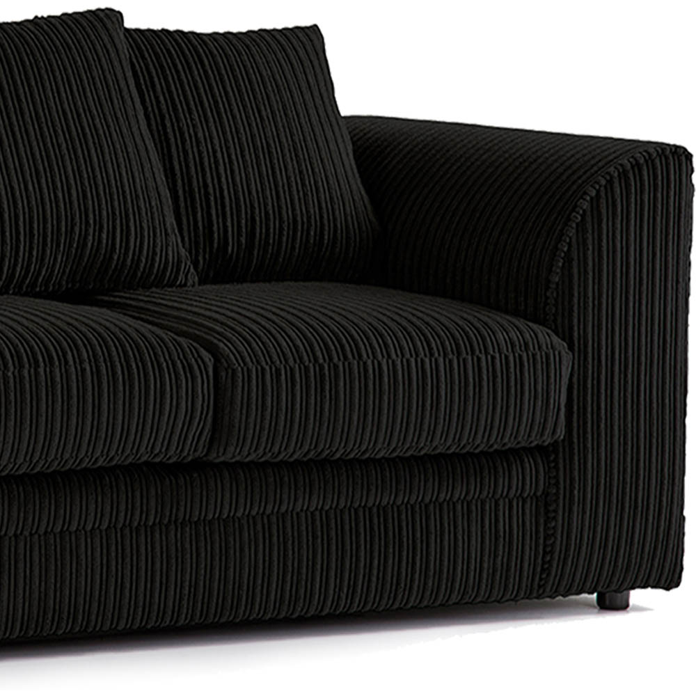 Luxor 4 Seater Black Jumbo Cord Left Hand Facing Scatter Back L Shaped Corner Sofa Set Image 3