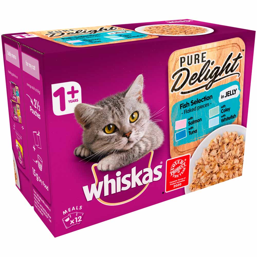 Whiskas Pure Delight Senior Cat Food Pouches Fish in Jelly 12 x 85g Image 2