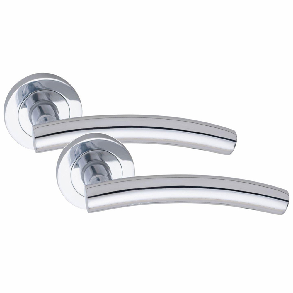 Golden Grace Polished Chrome Arched T-Bar Bathroom Door Handle with Thumbturn and Mortise Lock Image 2