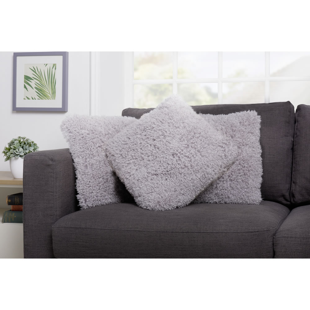 Wilko Grey Faux Mongolian Cushion 43 x 43cm Image 4