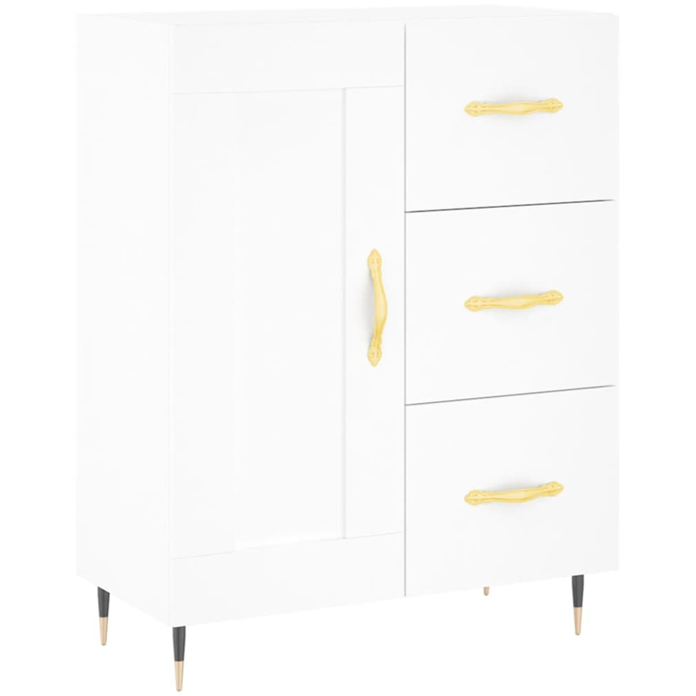 vidaXL Single Door 3 Drawer White Sideboard Image 2