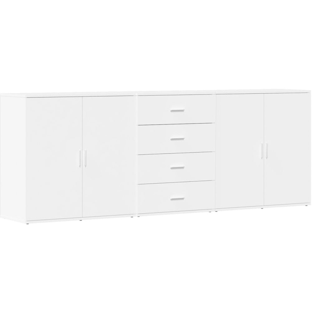 vidaXL 4 Door 4 Drawer White Sideboard 3 Piece Image 2