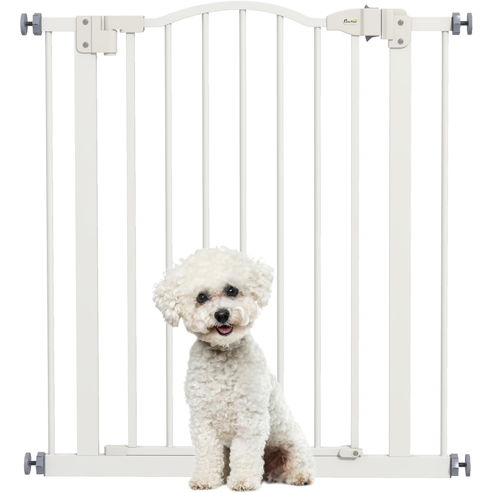 PawHut White 74-80cm Adjustable Metal Pet Safety Gate Image 3