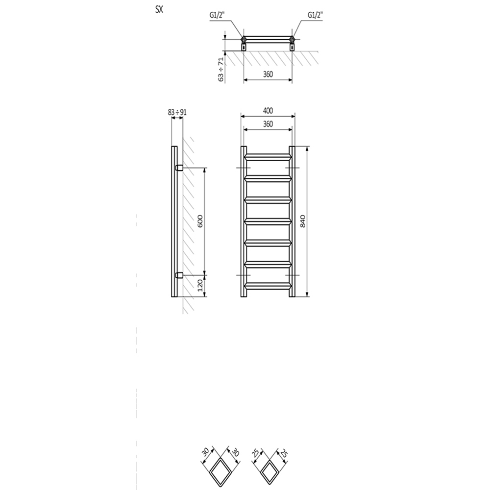 Terma Crystal 805 BTU Sparkling Gravel Electric Heated Towel Rail 840 x 400mm Image 8