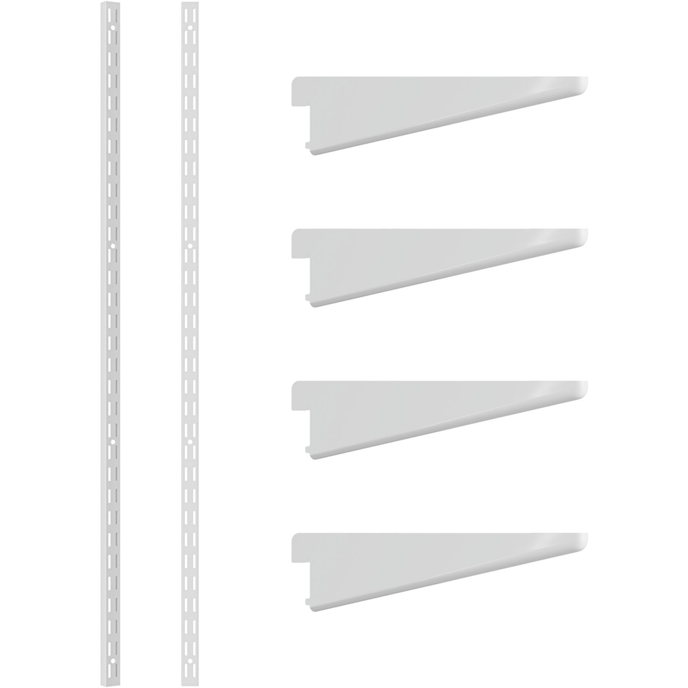 Rothley White Twin Slot Shelving Kit 12.5 inch Brackets and 63 inch Uprights Image 1