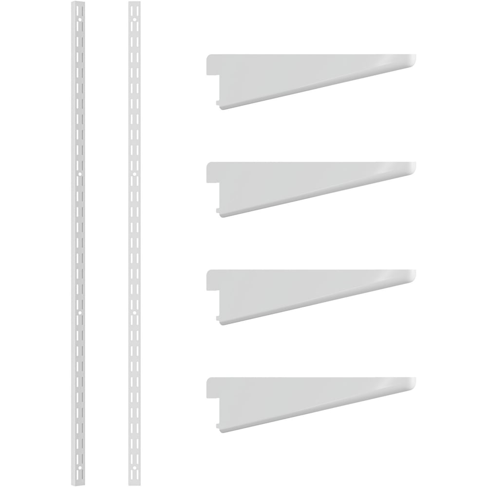 Rothley White Twin Slot Shelving Kit 4.5 inch Brackets and 48 inch Uprights Image 1