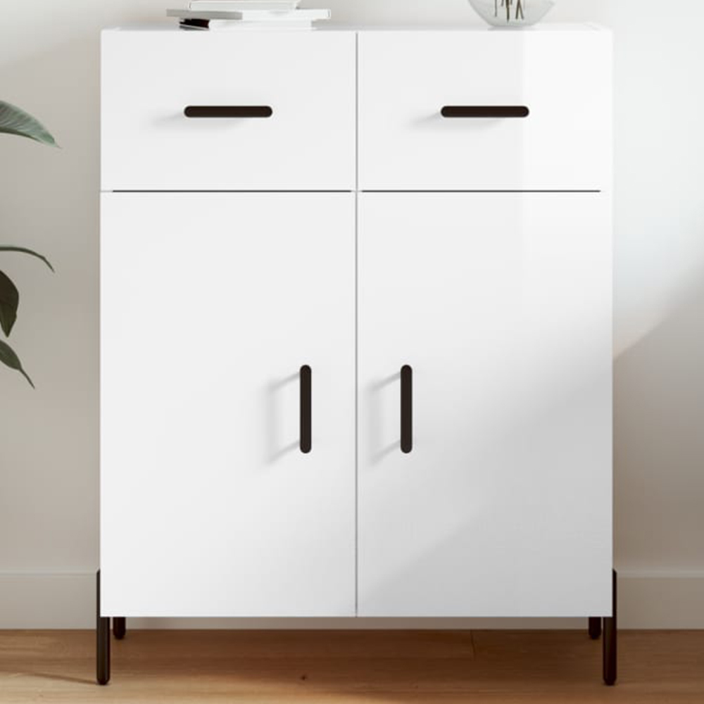 vidaXL 2 Door 2 Drawer High Gloss White Sideboard Image 1