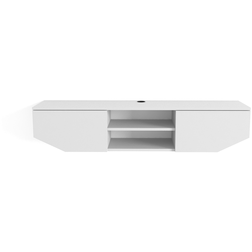 Decorotika Hera 2 Door 2 Shelf Glossy White Wall Mounted TV Unit Image 3