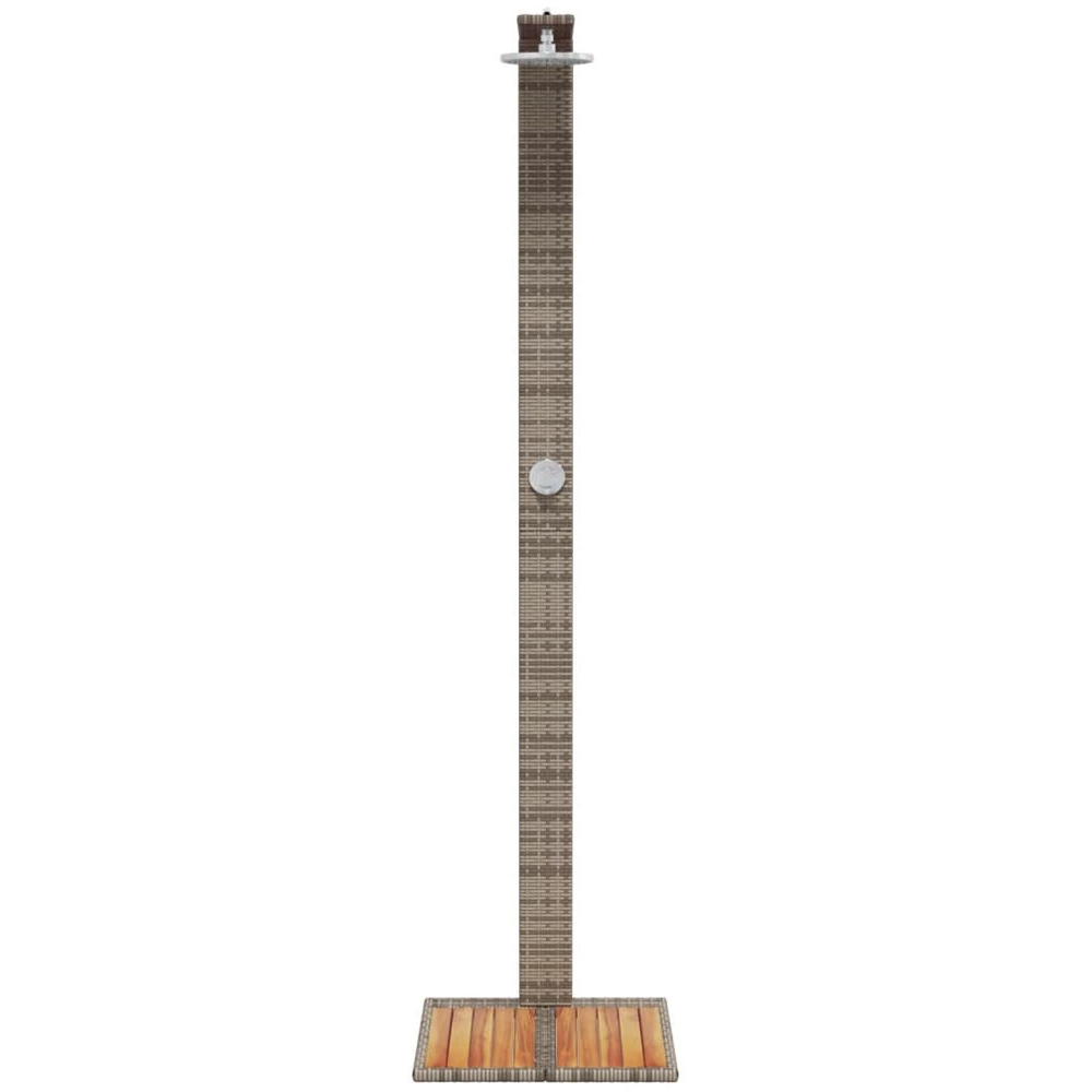 Wallplus Grey Poly Rattan and Acacia Wood Outdoor Shower with PVC Hose and Alloy Handle 224cm Image 4