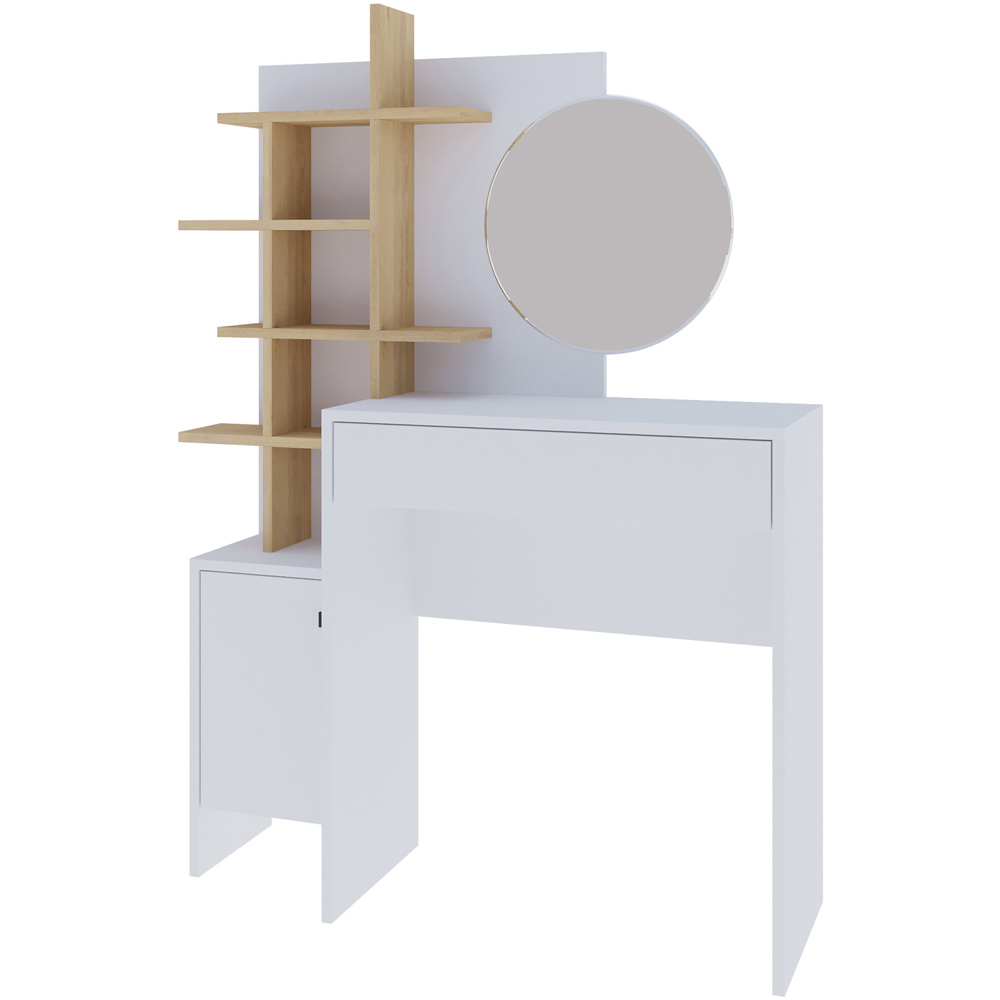 GFW Freyja Single Door Single Drawer White Oak Dressing Table Image 3