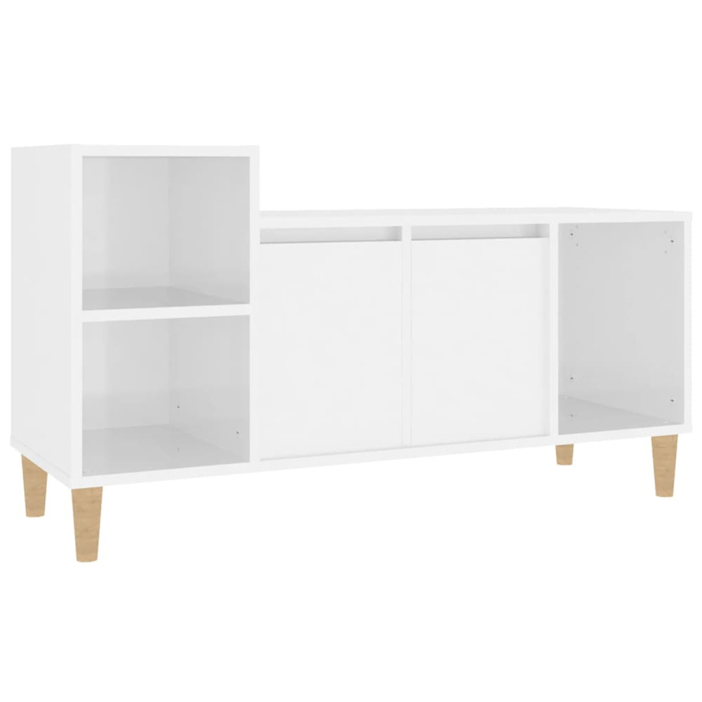 vidaXL 2 Door 3 Shelf High Gloss White TV Cabinet Image 2