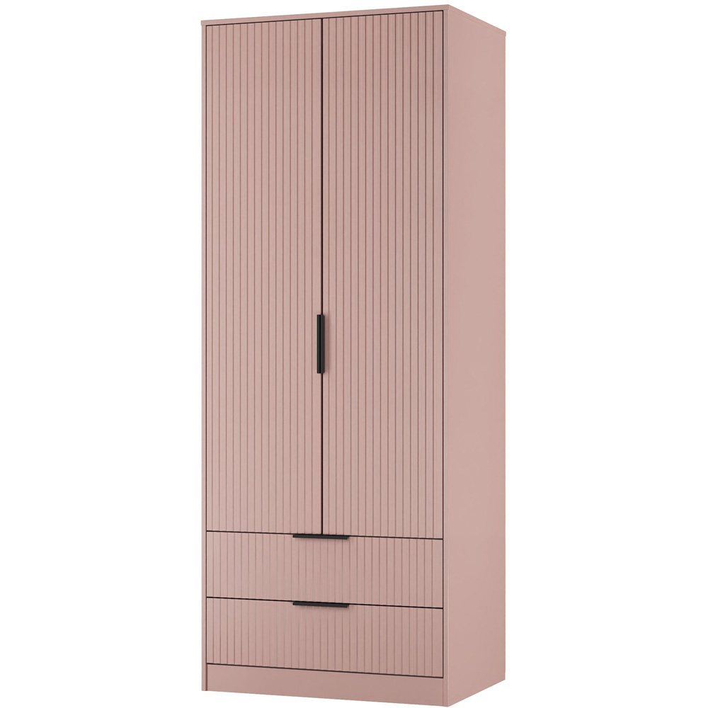Crowndale Fluted 2 Door 2 Drawer Kobe Pink Tall Wardrobe Ready Assembled Image 4