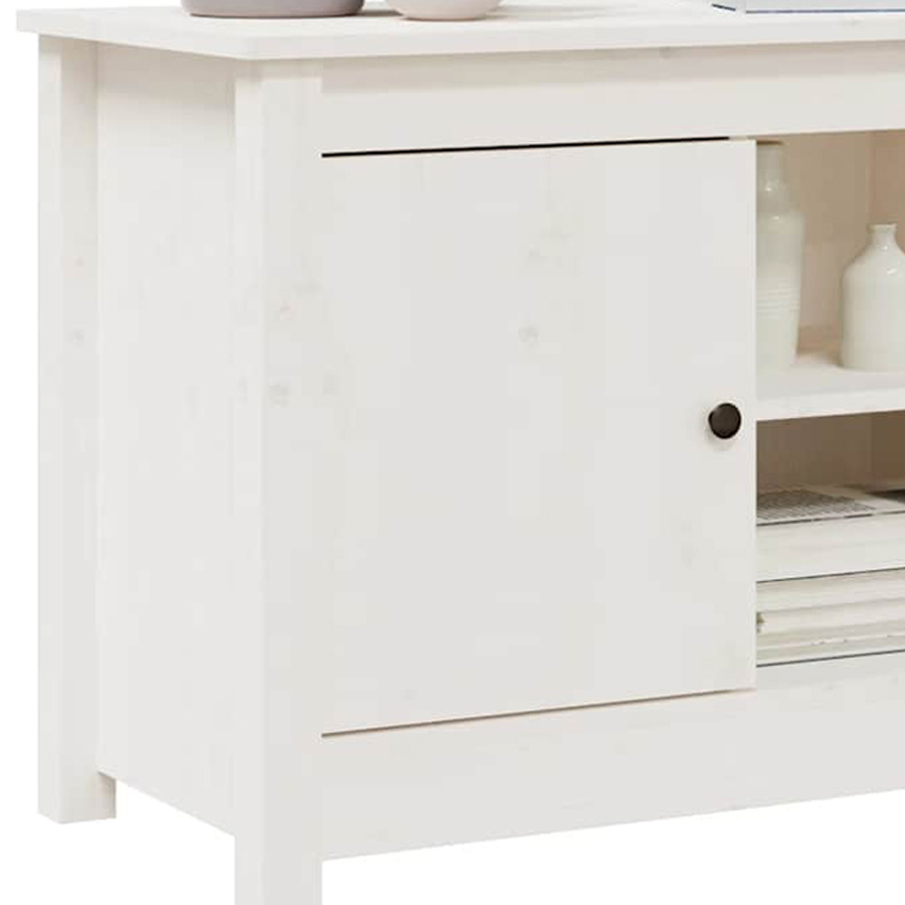 vidaXL Single Door 2 Shelf White Solid Pine Wood TV Cabinet Image 9