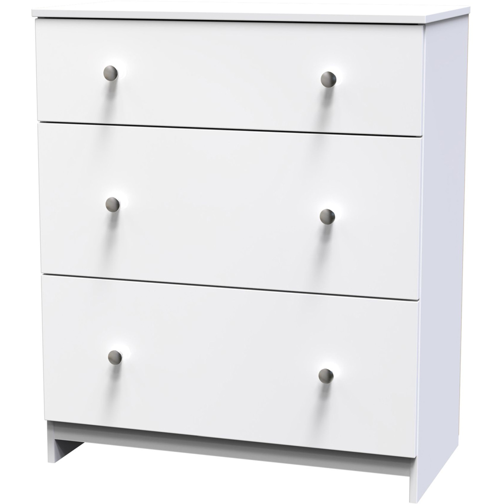 Crowndale Yarmouth Ready Assembled 3 Drawer Gloss White Deep Chest of Drawers Image 4