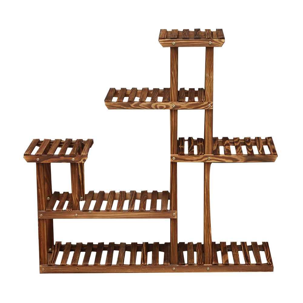 Living and Home Multi Tiered Rustic Brown Plant Stand Image 3