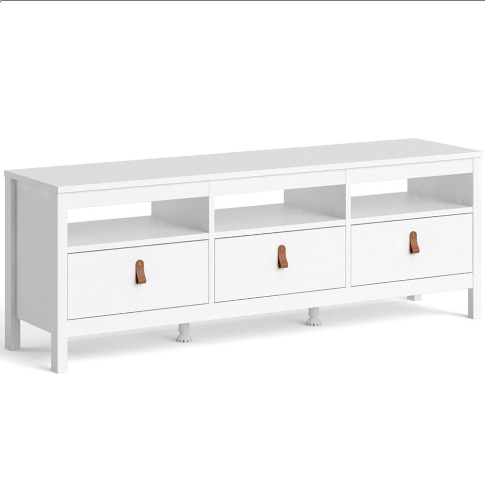 Florence Barcelona 3 Drawer 3 Shelf White TV Unit Image 2
