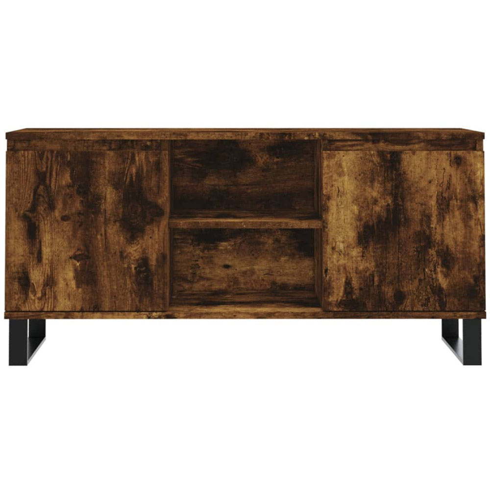 vidaXL 2 Door 2 Open Shelf Smoked Oak TV Cabinet with Iron Legs Image 5