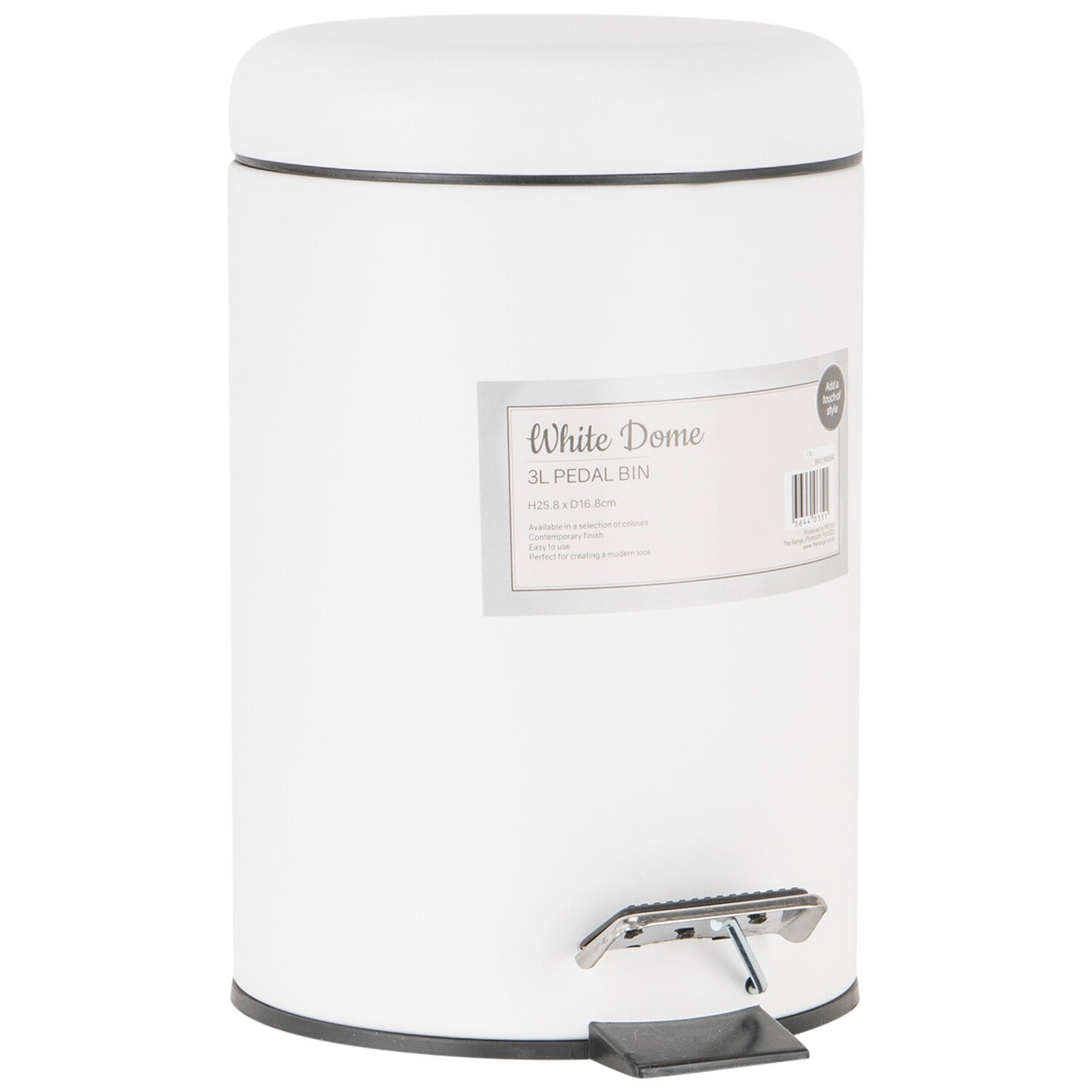 White Dome Pedal Bin 3L Image