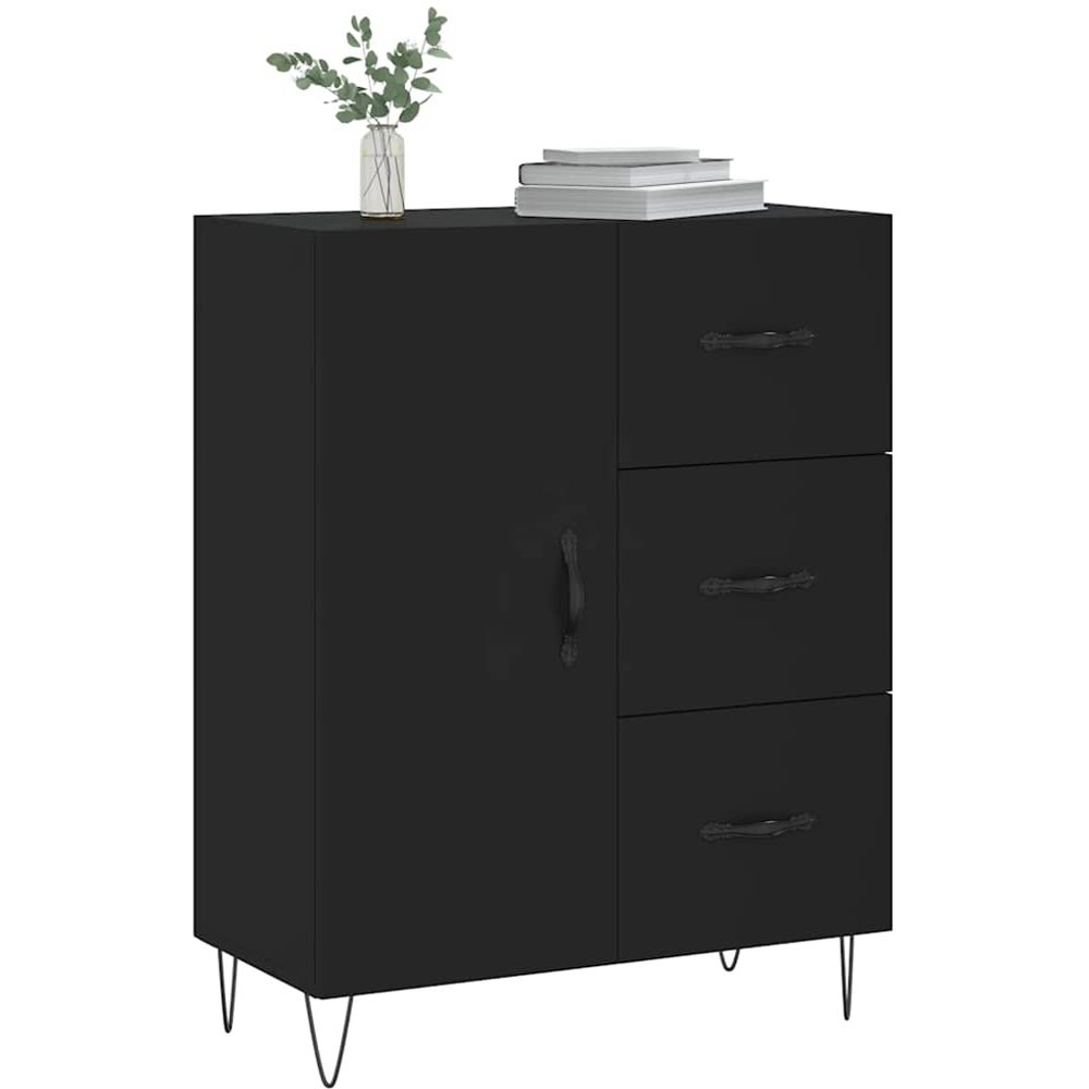 vidaXL Single Door 3 Drawer Black Sideboard Image 3