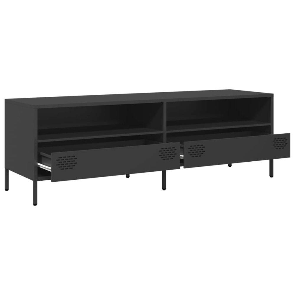 vidaXL 2 Drawer 2 Shelf Black Steel Industrial Style TV Cabinet Image 3
