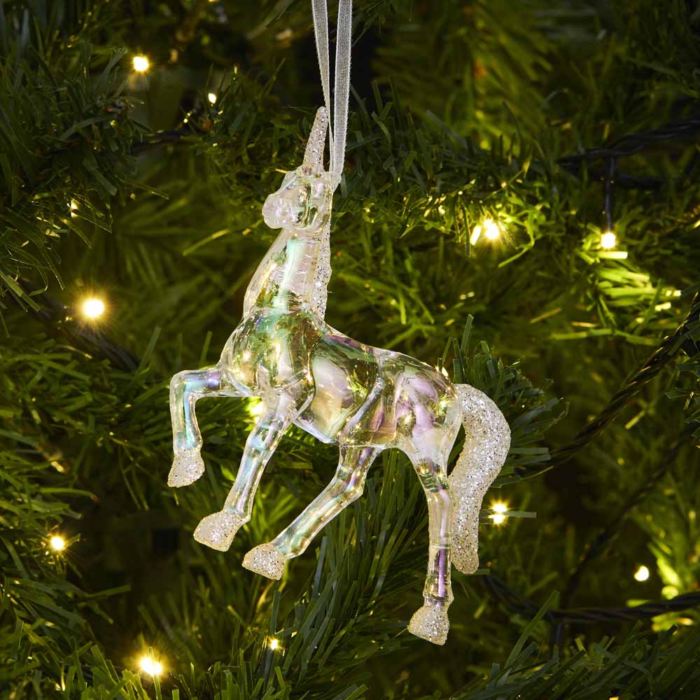Wilko Glitters Iridescent Unicorn Ornament 4 Pack Image 3