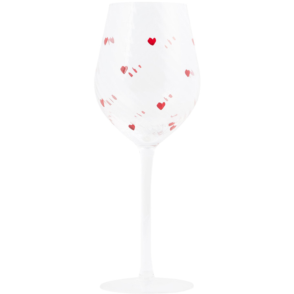 Mini Hearts Wine Glass - Clear and Red Image 1