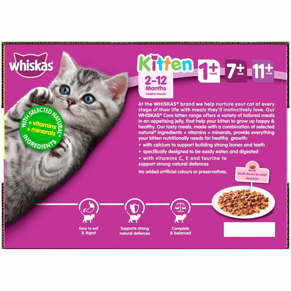 as Verdraaiing cijfer Whiskas Kitten Wet Cat Food Pouches Poultry in Jelly 12 x 100g | Wilko