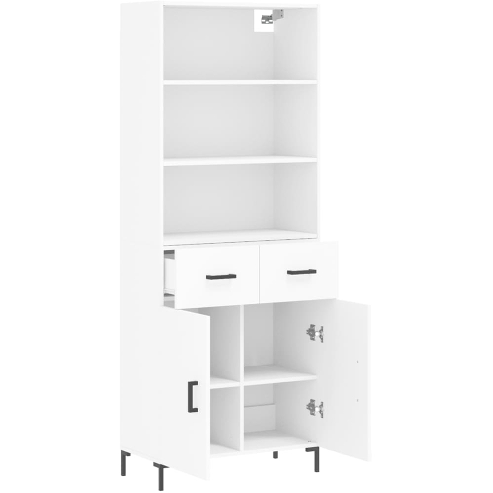 vidaXL 2 Door 2 Drawer 3 Shelf White Highboard Image 4
