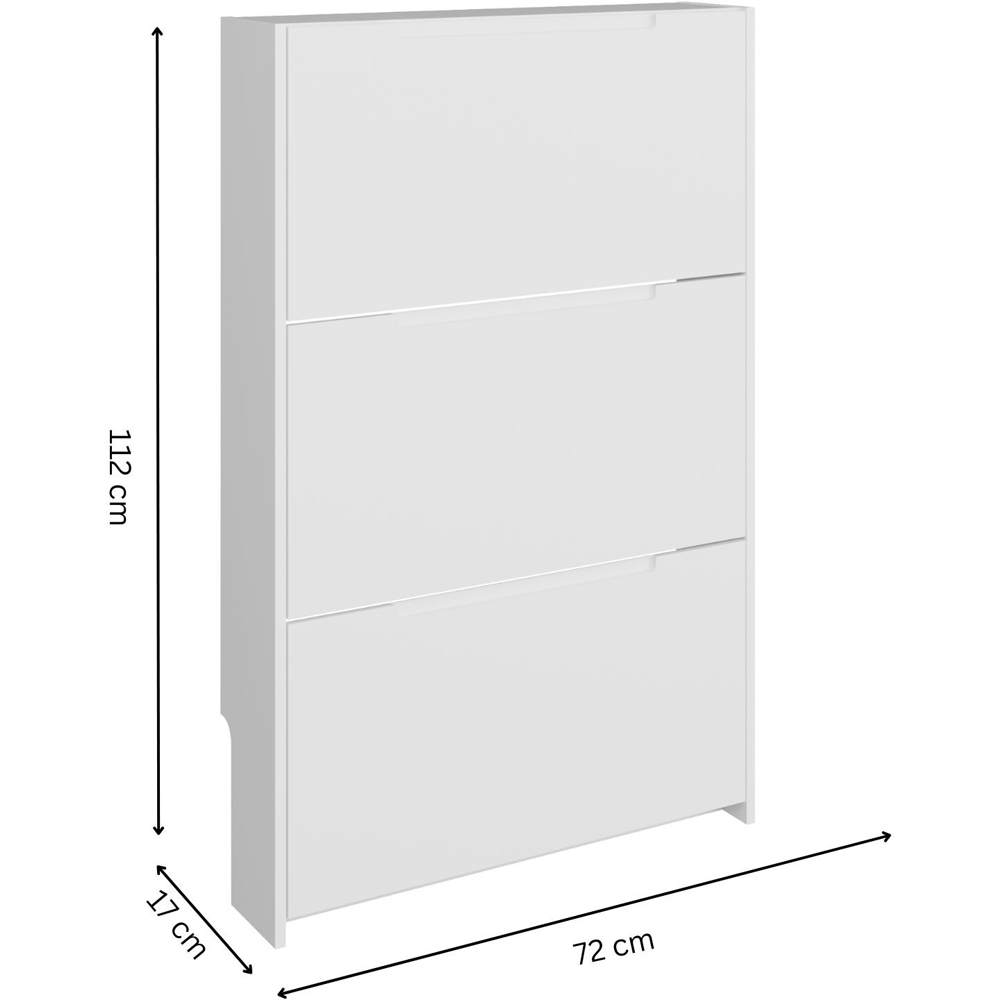 GFW Narrow White High Gloss 3 Tier Shoe Cabinet Image 9