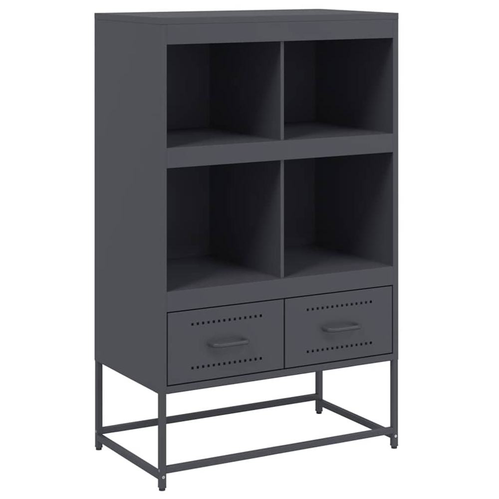 vidaXL 2 Drawer 4 Shelf Anthracite Cold-Rolled Steel Highboard Image 2