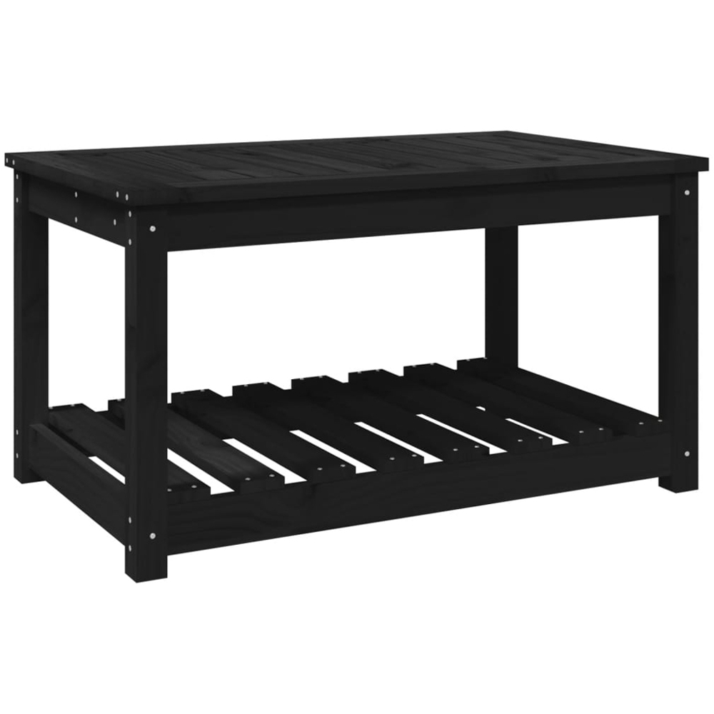vidaXL Single Shelf Black Solid Pine Wood Slatted Garden Table 82.5 x 50.5cm Image 2