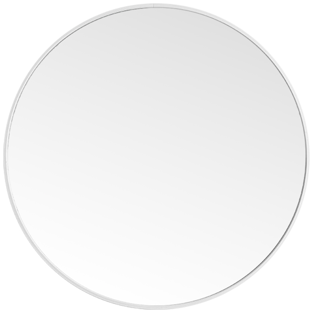 Living and Home White Frame Nordic Wall Mounted Bathroom Mirror 50cm Image 1