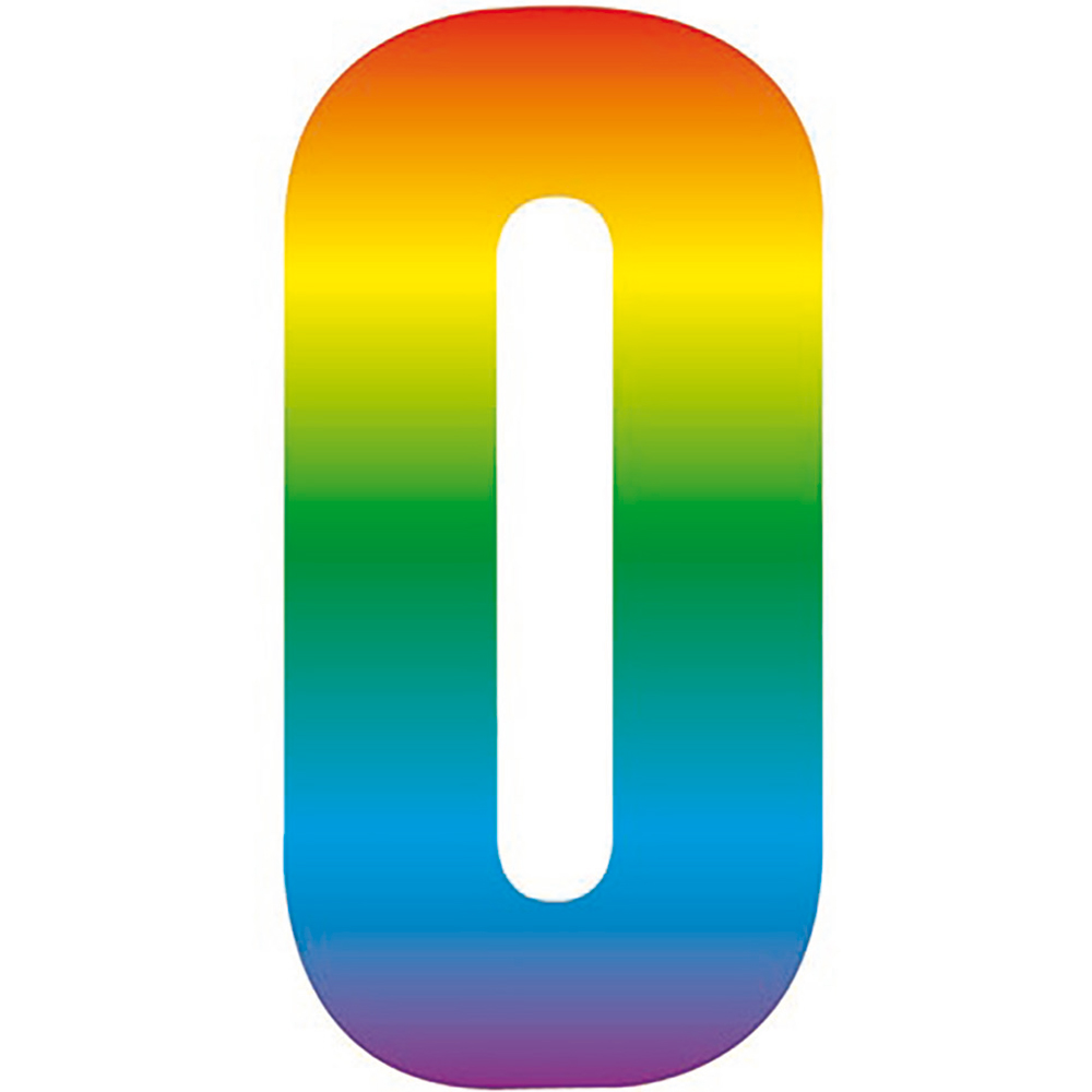 Rainbow Self Adhesive Number Sticker -  0 Image