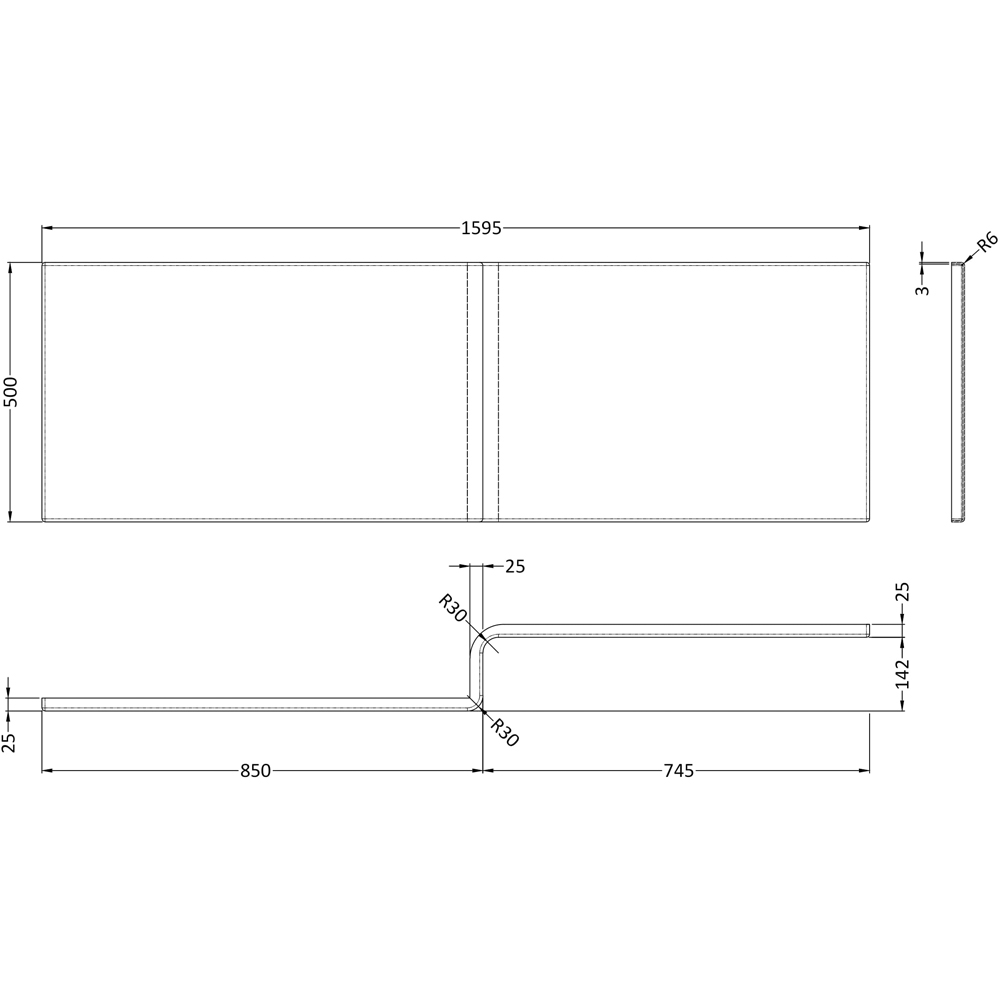 nuie White Square Shower Bath Front Panel 1600mm Image 3