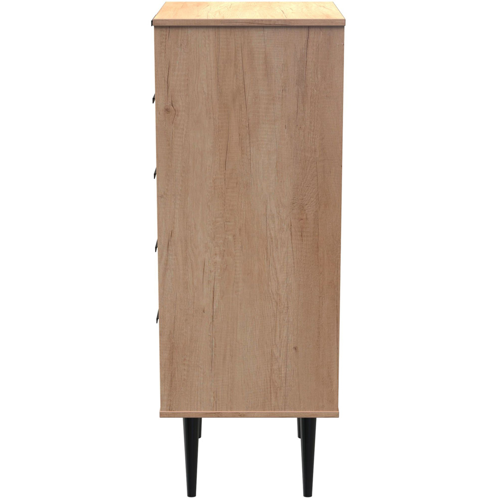 Crowndale Hong Kong 5 Drawer Nebraska Oak Tall Bedside Cabinet Ready Assembled Image 3
