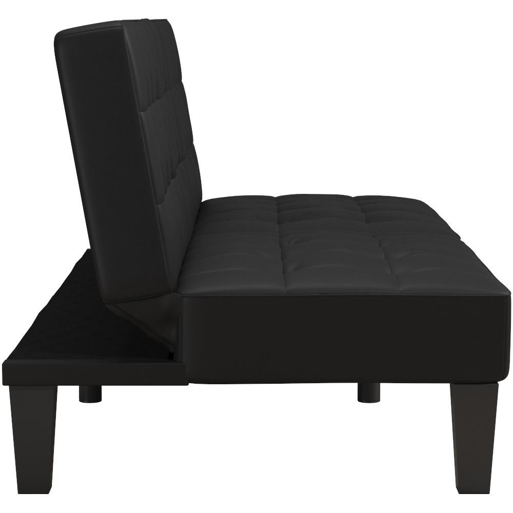 Dorel Adalynn Black Faux Leather Convertible Futon Image 4