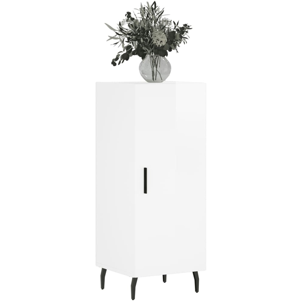 vidaXL Single Door High Gloss White Sideboard Image 3