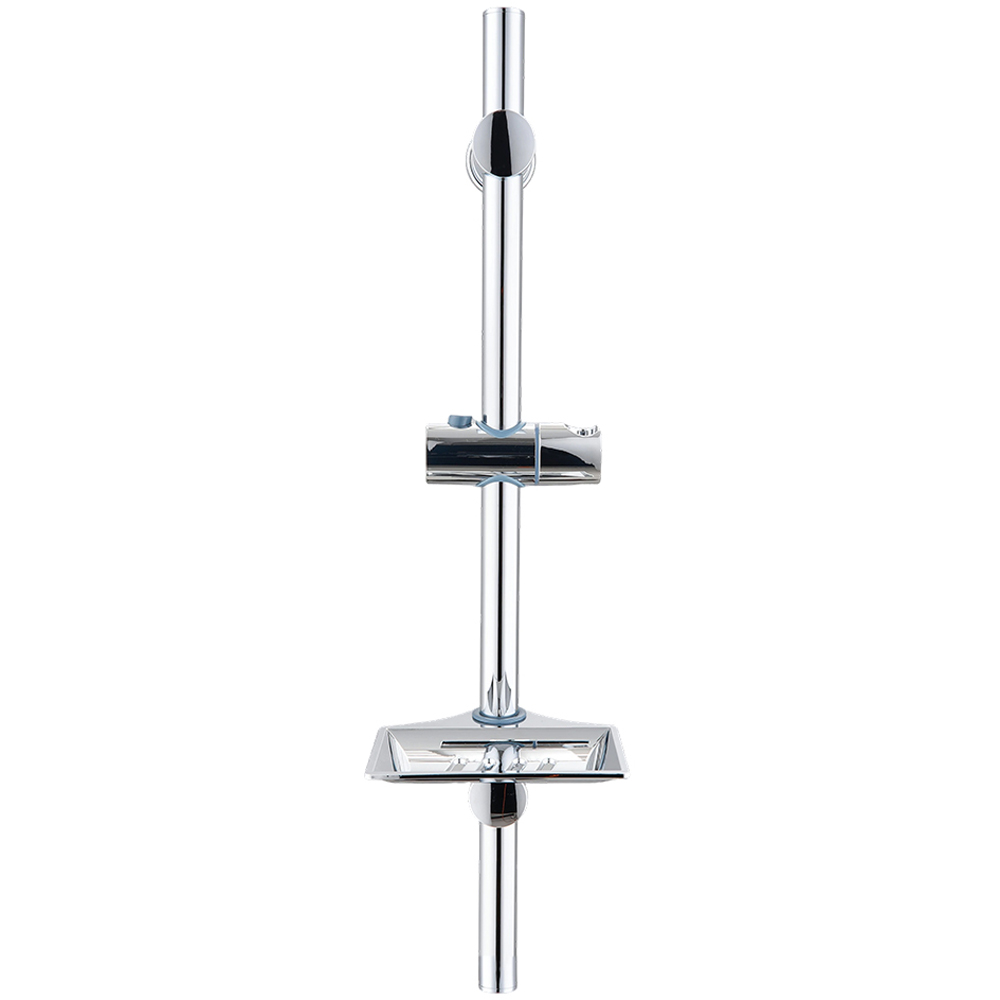 Living and Home Silver Shower Riser Rail Slider Bar with Soap Tray Image 2