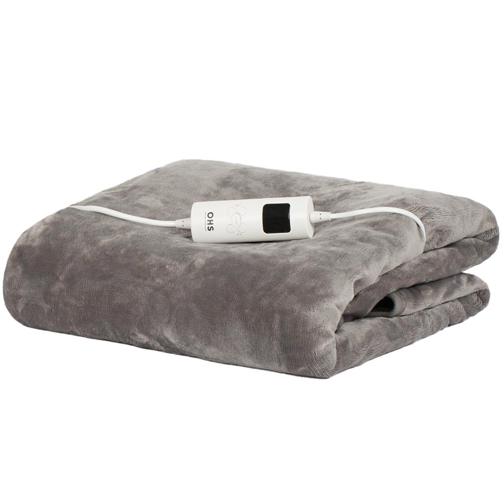 OHS Charcoal Grey Heated Over Electric Blanket Image 1