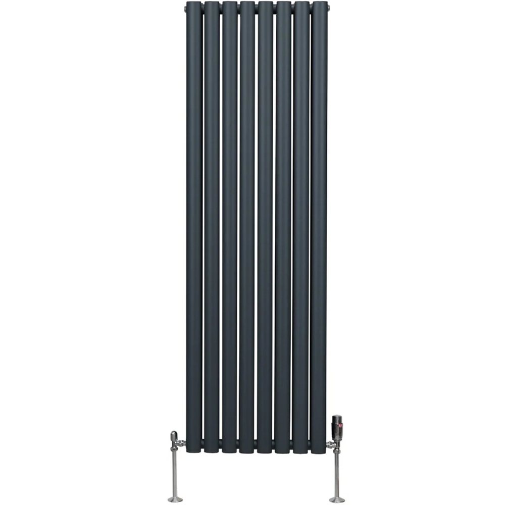 Monster Shop 5593BTU Anthracite Grey Oval Column Radiator and Valves 1600 x 480mm Image 1