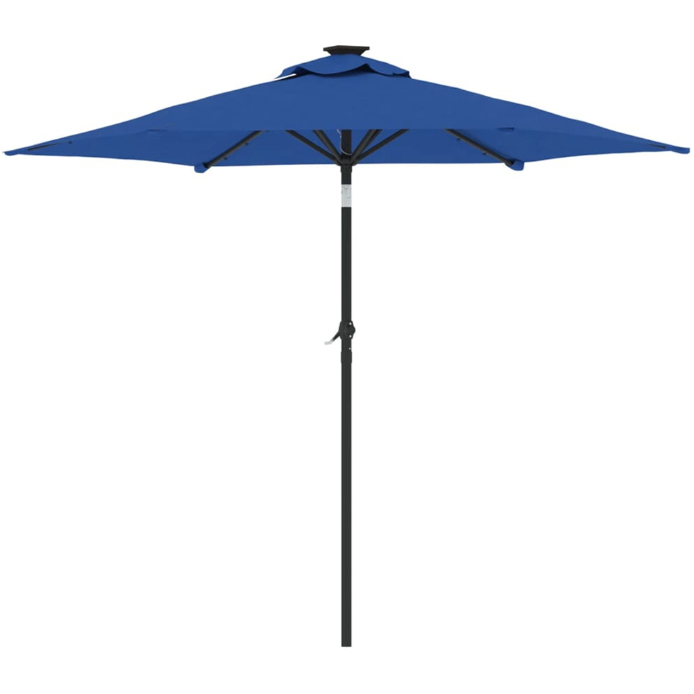 vidaXL Blue LED Light Garden Parasol with Steel Pole 2.25m Image 5