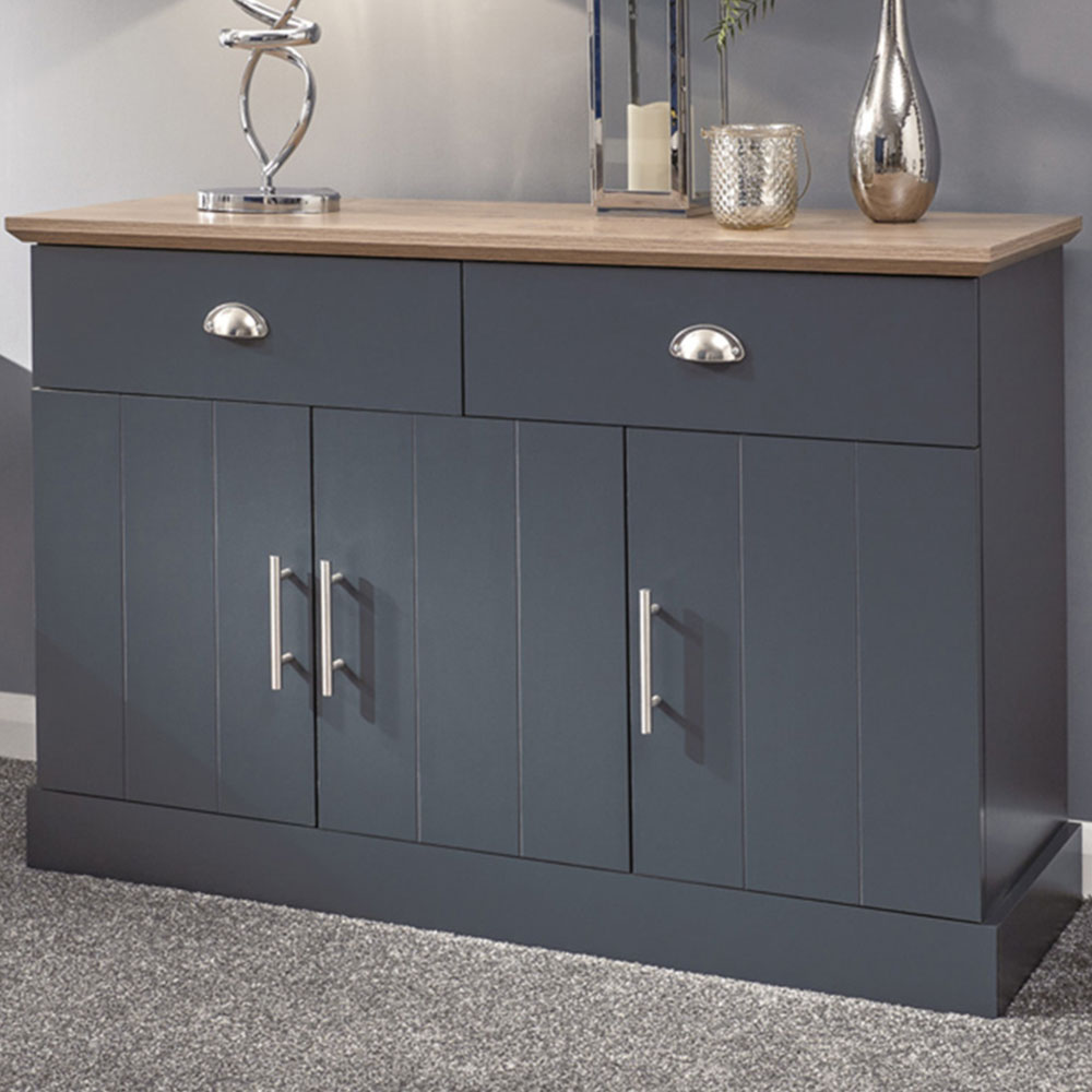 GFW Kendal 3 Door 2 Drawer Slate Blue Large Sideboard Image 1