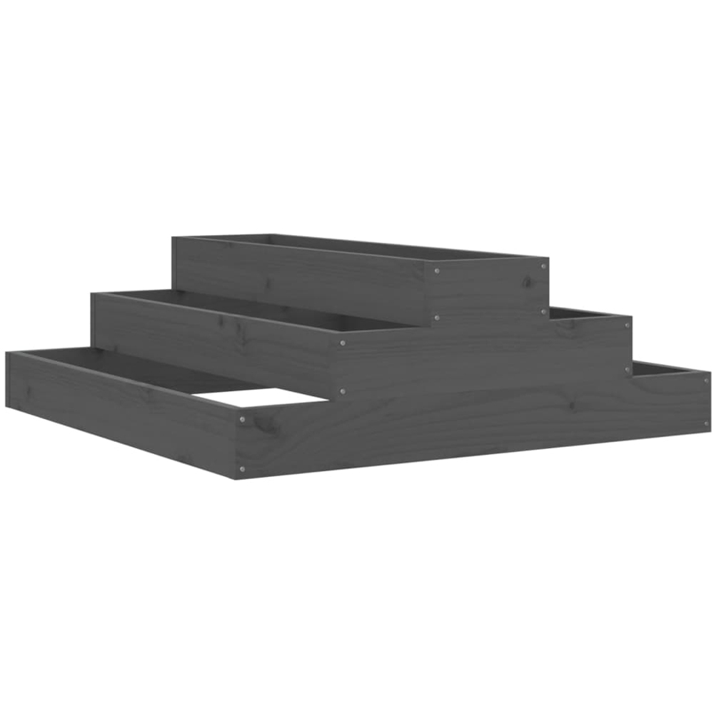vidaXL 3-Tier Grey Solid Pine Wood Garden Planter 27 x 80 x 80cm Image 1