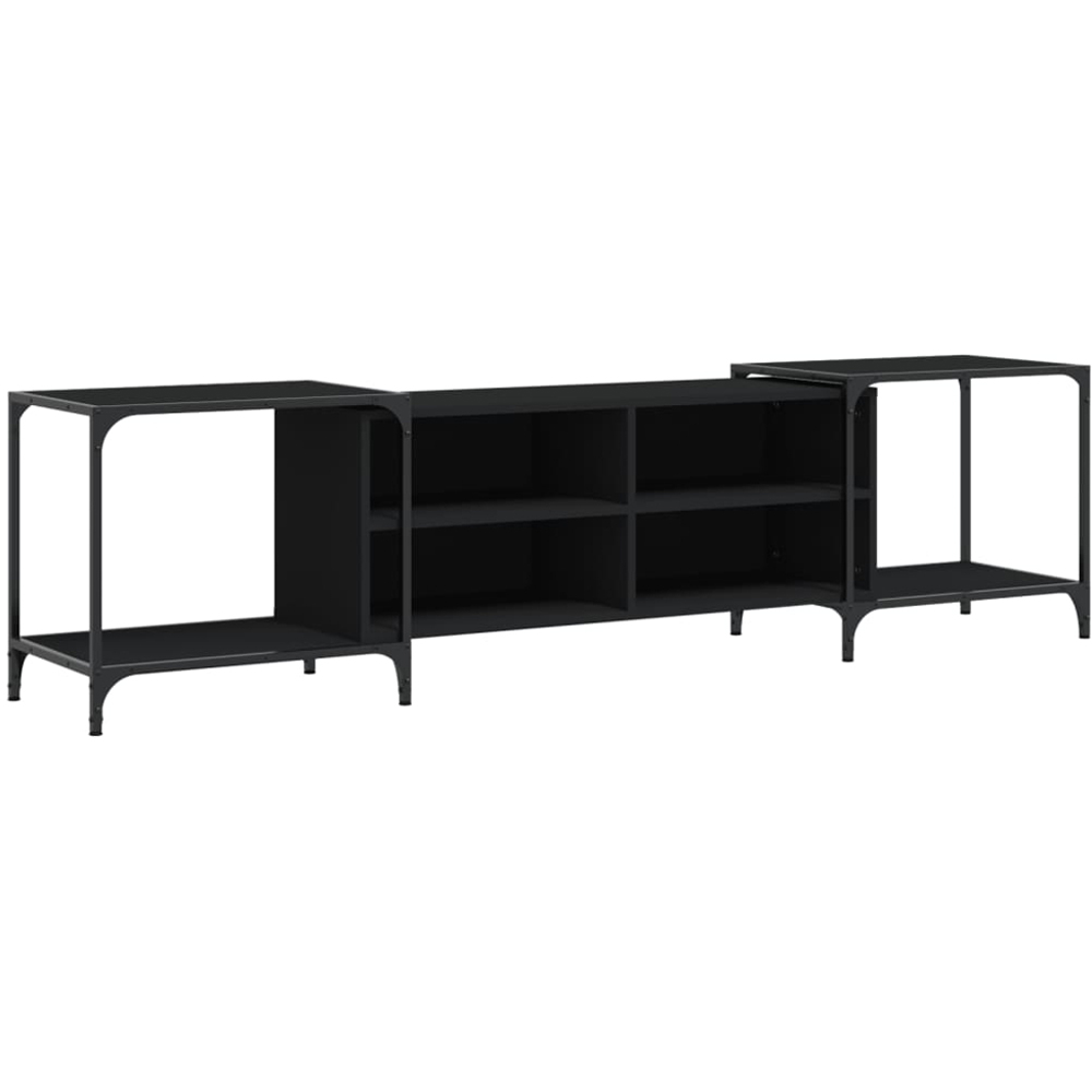 vidaXL 4 Shelf Black Wood and Metal Adjustable TV Cabinet Image 2