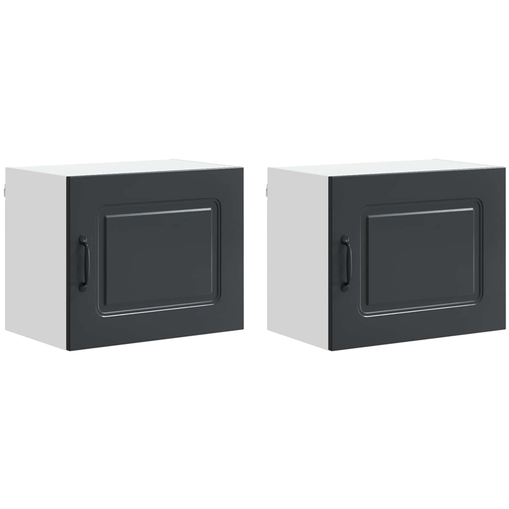 vidaXL Kalmar Single Door Black Wall Mounted Wide Kitchen Cabinet Set of 2 Image 8