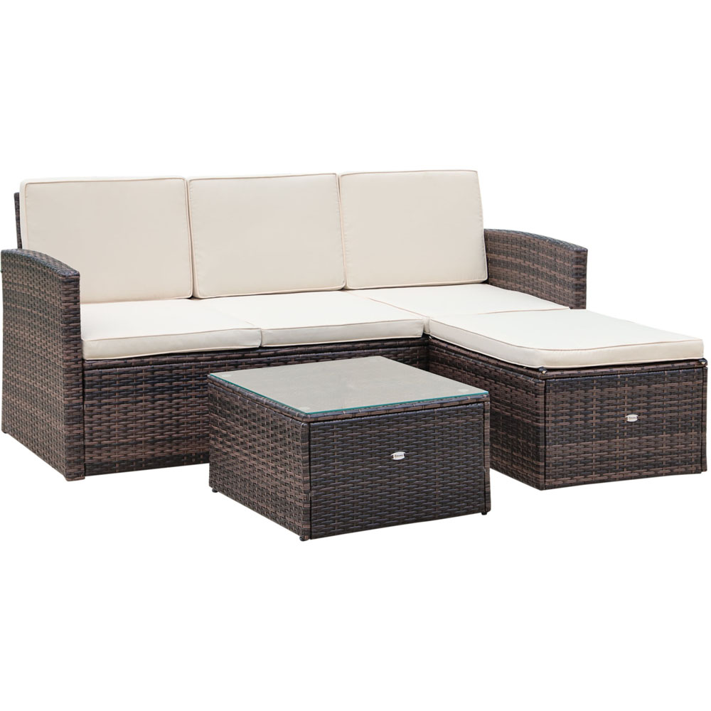 Outsunny 4 Seater Rattan Set Brown Image 2