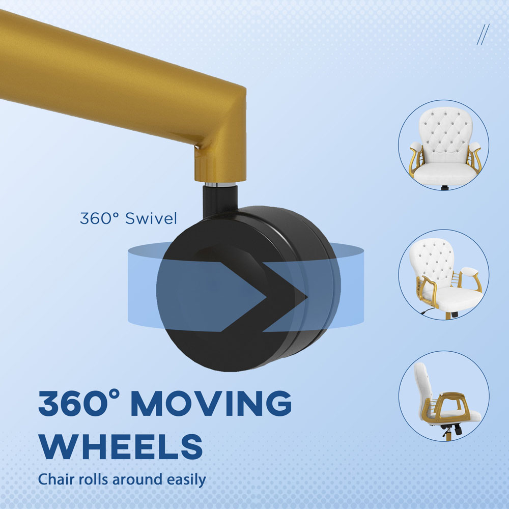 Portland White Button Tufted Office Chair with Swivel Wheels Image 7