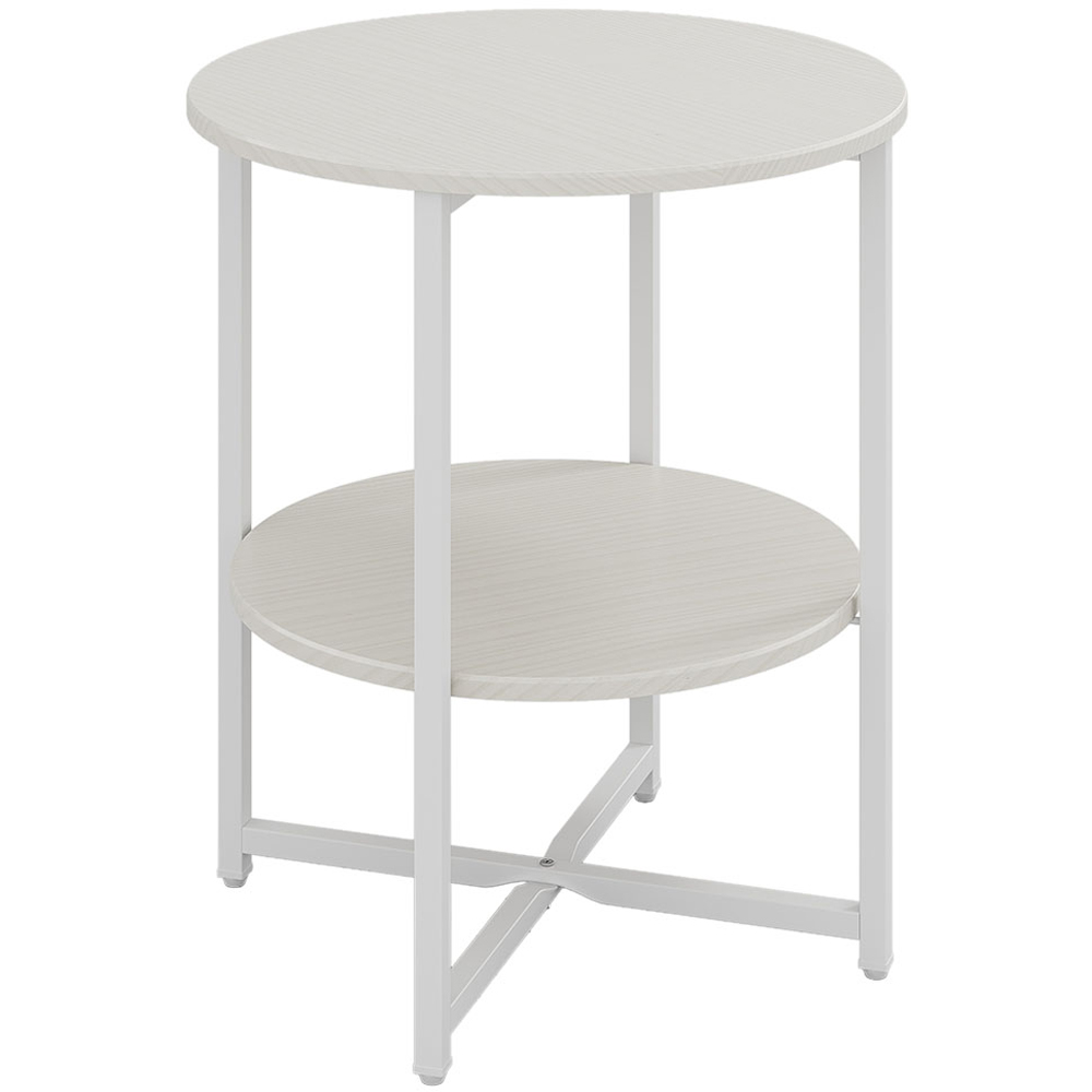 Living and Home 2 Tier White Round Coffee Table Image 2