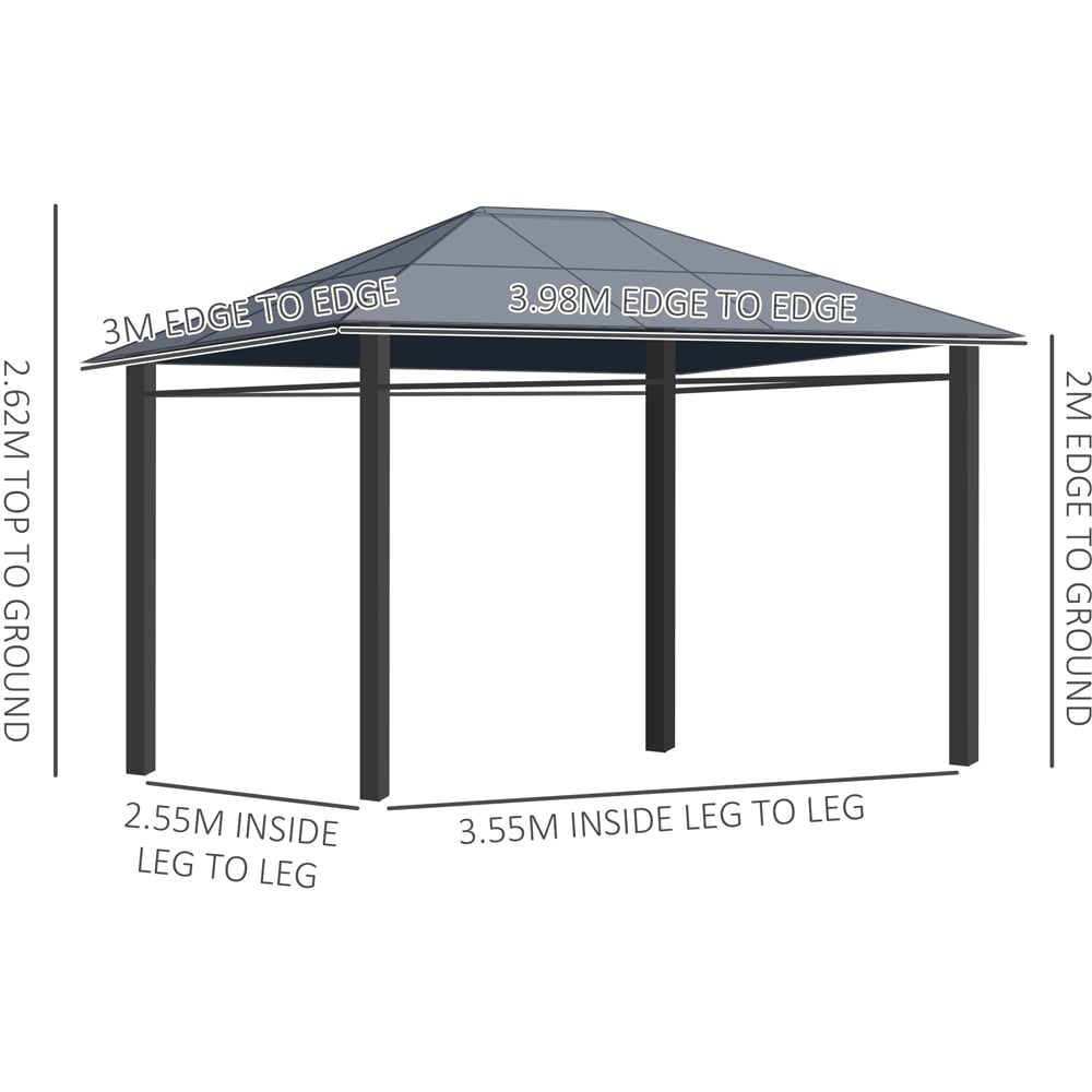 Outsunny 3 x 4m Grey Steel and Aluminium Gazebo Image 7